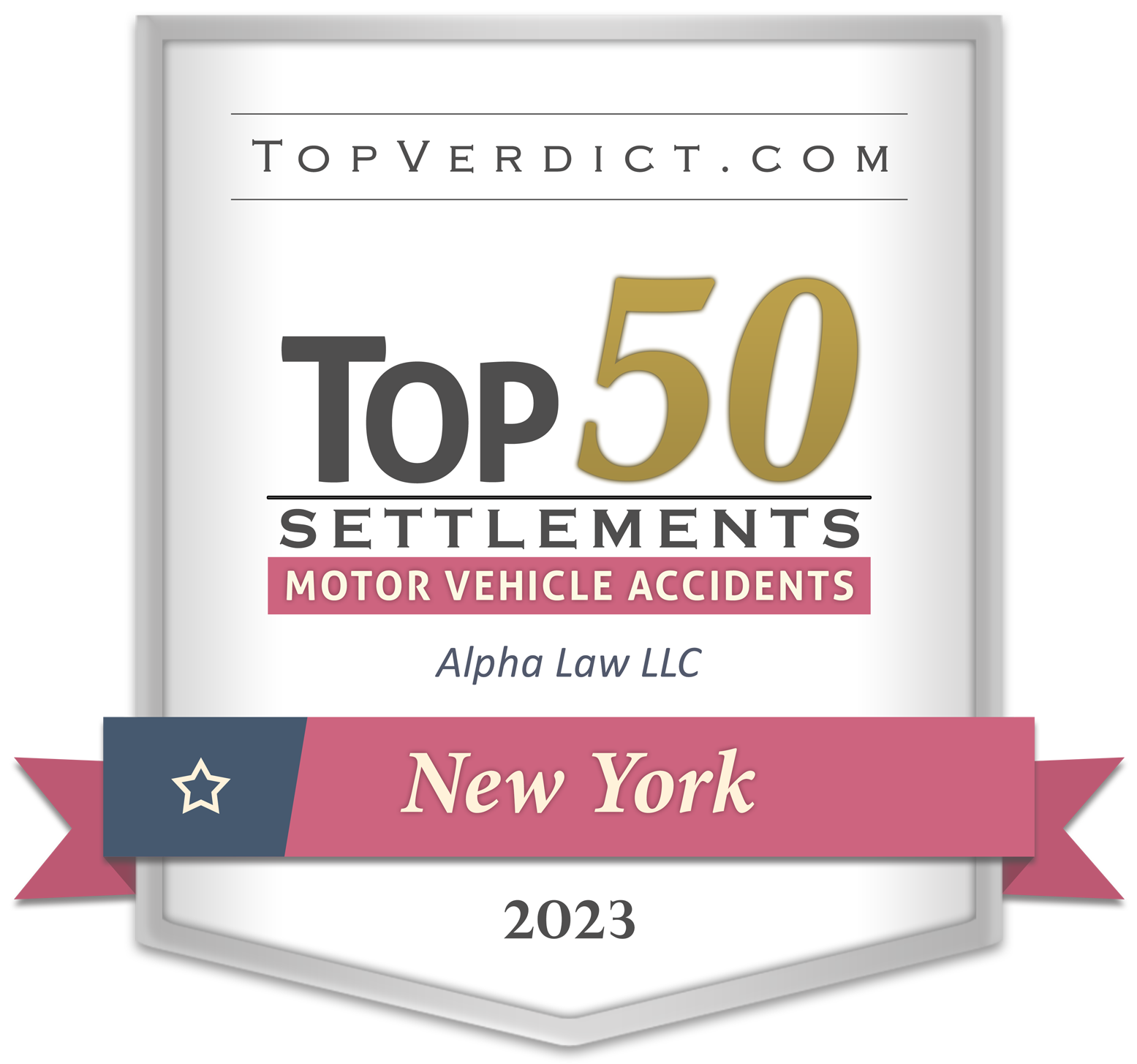badge top 50 settlements motor vehicle accidents new york 2023 alpha law